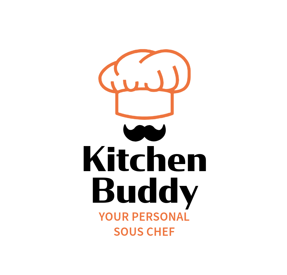 a logo with a cartoonish chef hat with the words "Kitchen Buddy: Your Personal Sous Chef"